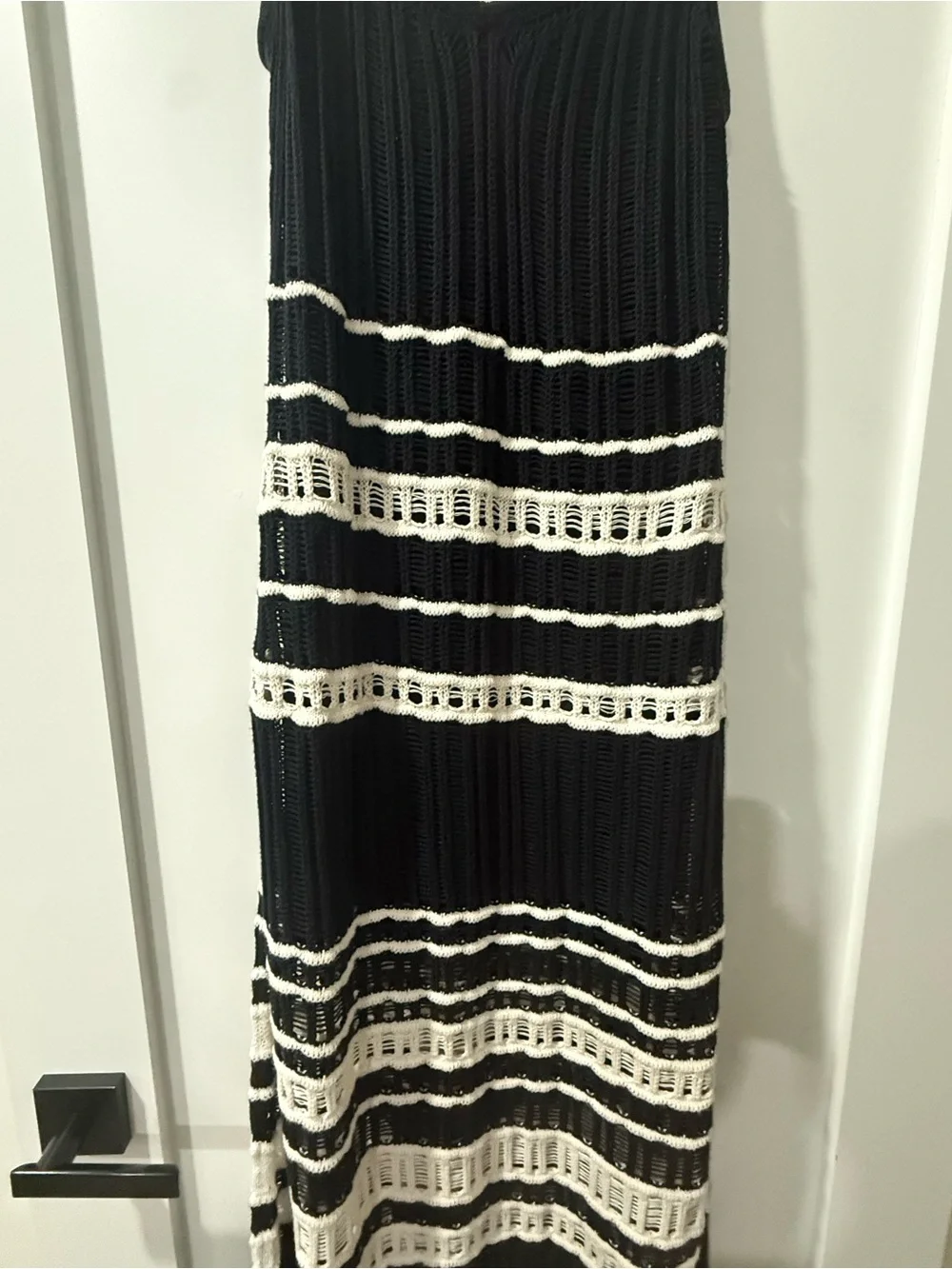 Abercrombie & Fitch Black and Cream Striped Maxi Dress